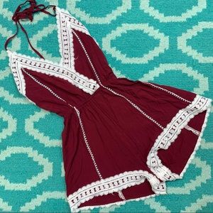 BOHO burgundy romper M